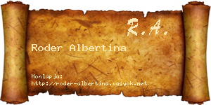 Roder Albertina névjegykártya